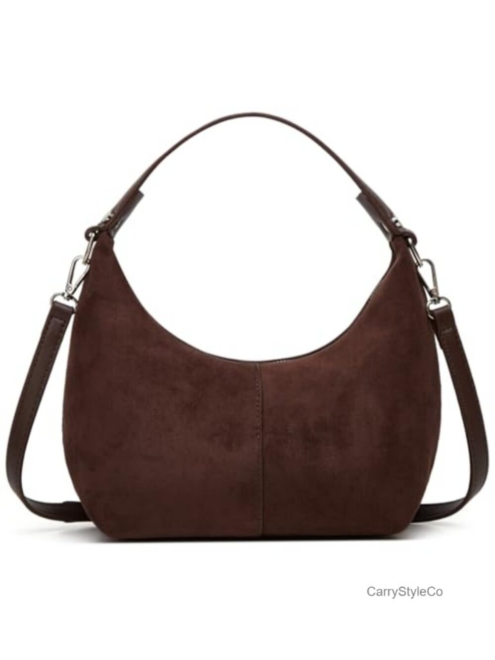 Suede Crescent Bag Retro Slouchy Shoulder Handbag Work Tote